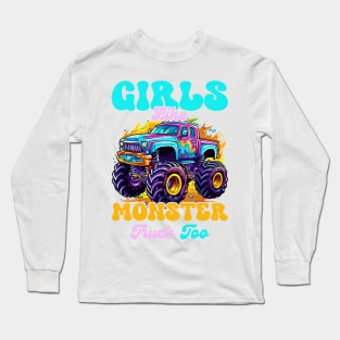 Cute Monster Truck Birthday Party Monster Truck gift for boys girls kids Long Sleeve T-Shirt